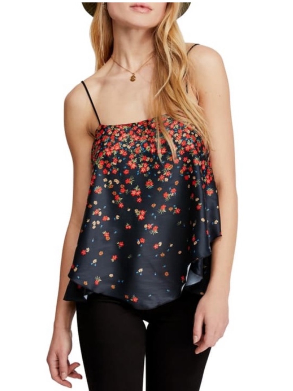 Free People Let Me Love Floral Cami Tank Boho Coquette Fairycore Medium Whimsy